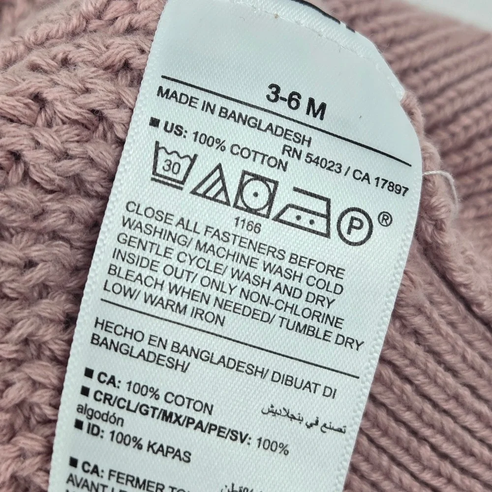 Lot of 2 Old Navy 3-6M Hooded Cardigan Sweaters Chunky Knit Mauve & Confetti